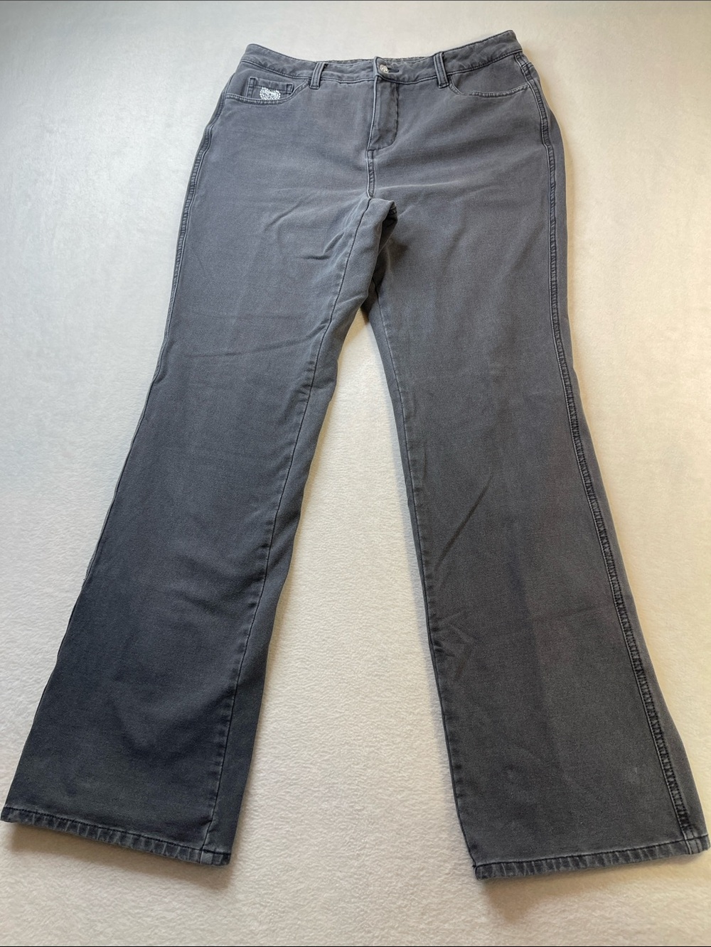 DREAM JEANNES BY QUACKER FACTORY Women’s Gray wide-Leg Jeans SIZE 10T